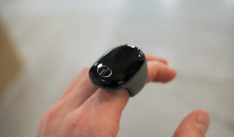 Home sleep test ring worn on a finger for overnight sleep screening from Toothpillow Breathing & Sleep Center in Draper, Utah